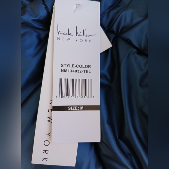 NWT Nicole Miller New York Cropped Puffer Jacker Metallic Blue Varioys Sizes - Picture 5 of 15